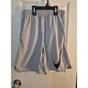 Nike Dri-Fit Mens Athletic Shorts With Black Swoosh Logo S Light Gray, Damaged